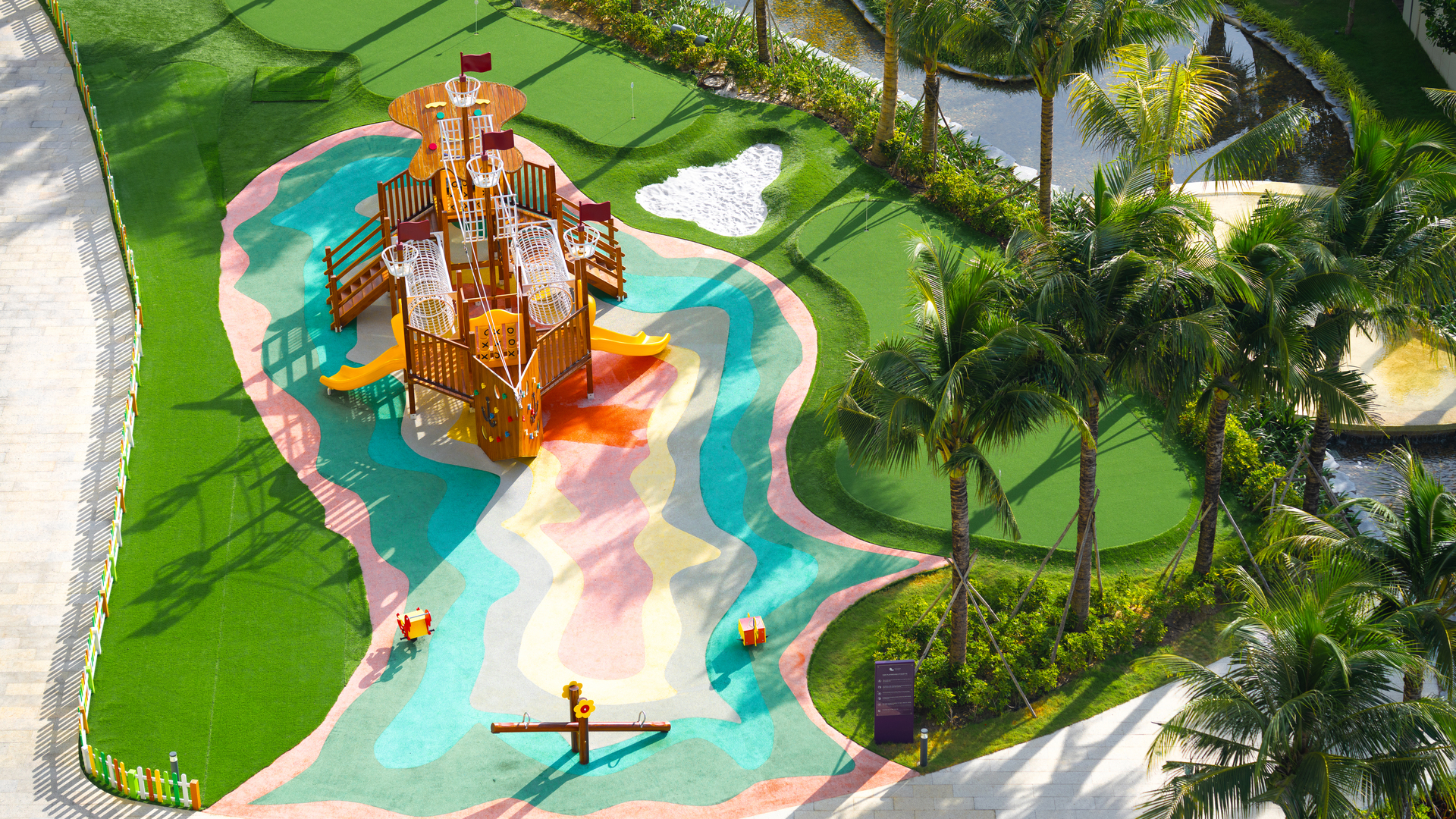 Kids’ play area featuring a pirate ship